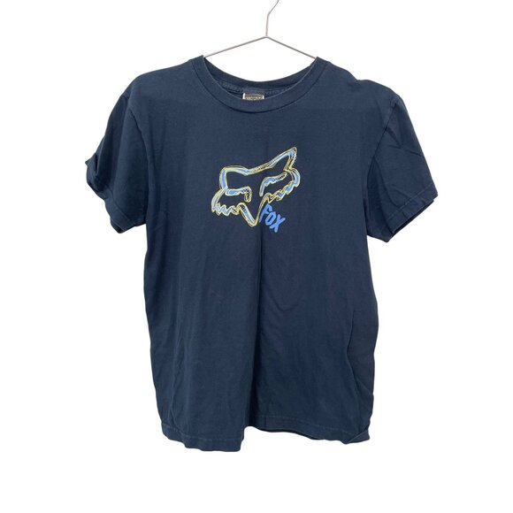 Fox Racing Short Sleeve Graphic Tee Size Medium Crewneck Blue Cotton Basic - Picture 1 of 6